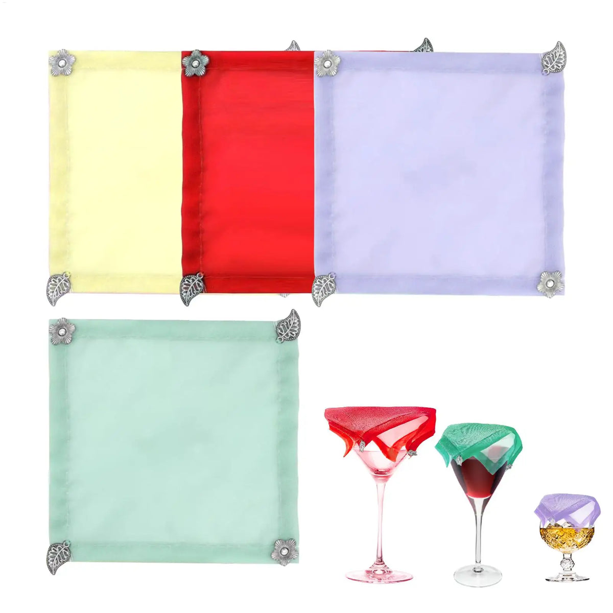 4-Pack Weighted Wine Glass Covers – Bug-Proof Mesh Lids Drink Cover Lids SPOT