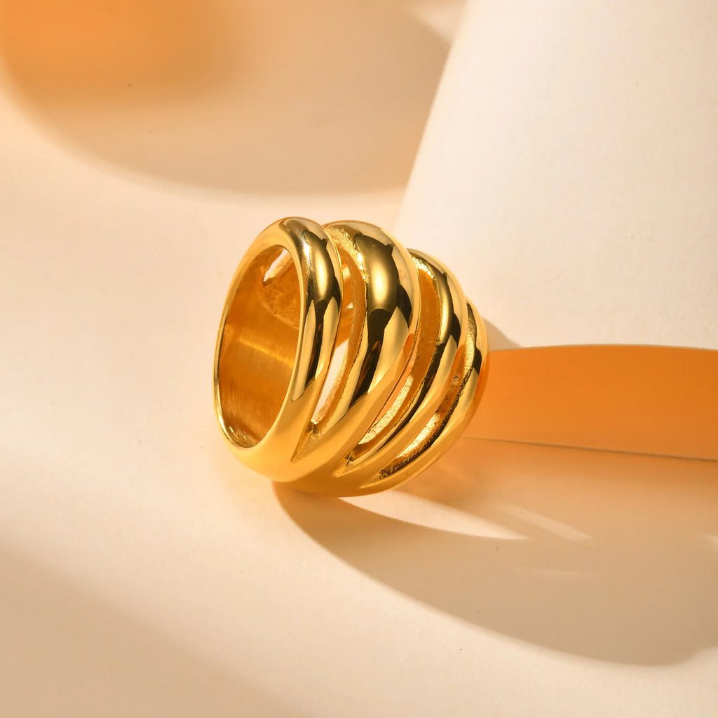 Multilayer Chunky Ring 18K Gold Plated Stainless Steel Women Gold Plated Ring SPOT