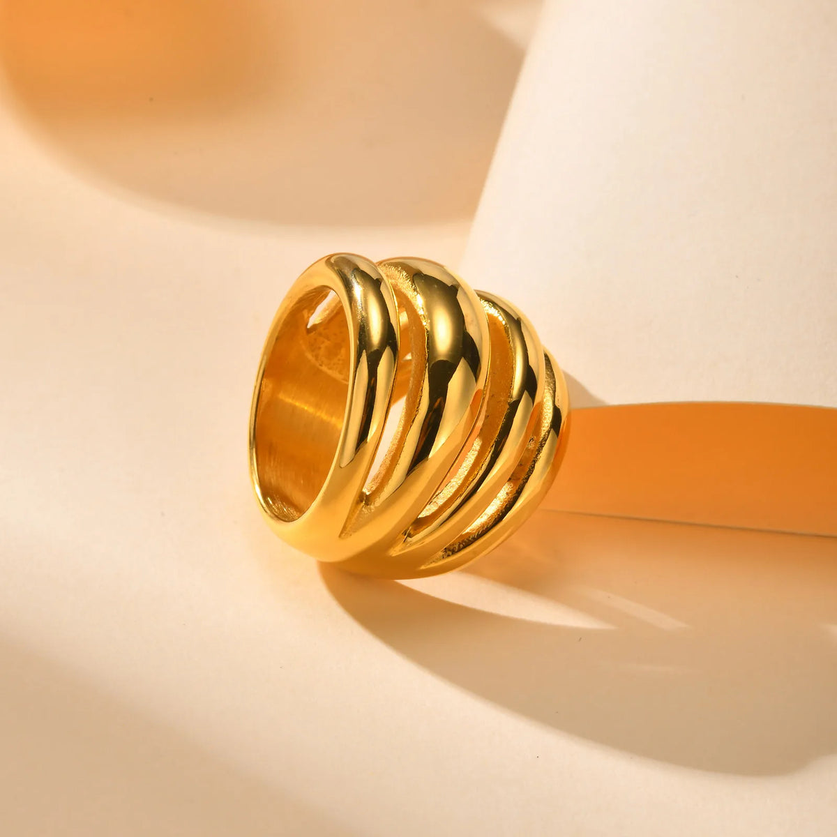 Multilayer Chunky Ring 18K Gold Plated Stainless Steel Women Gold Plated Ring SPOT
