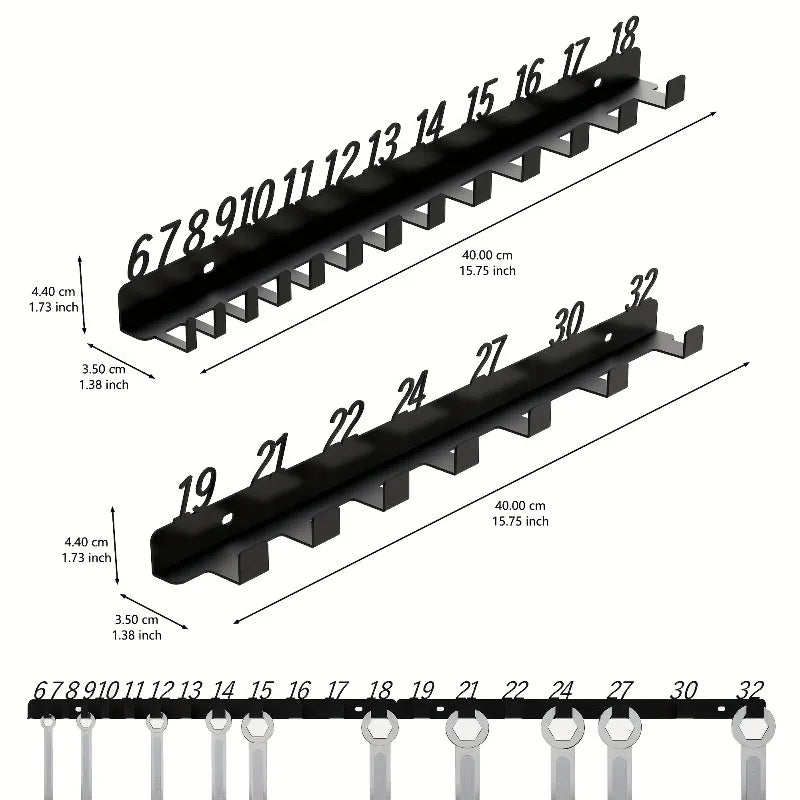 Wall-Mounted Numbered Wrench Hook Rack | Workshop Storage Tool Storage Rack SPOT