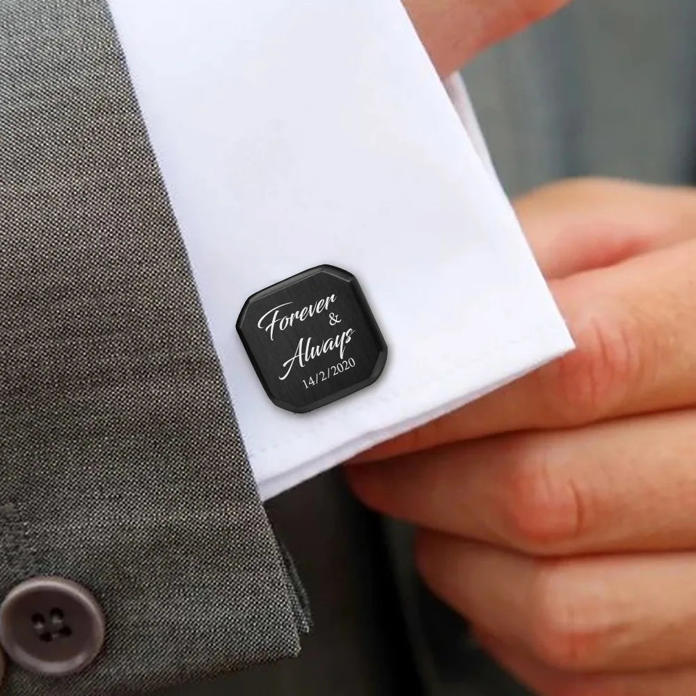 Personalized Engraved Stainless Steel Cufflinks – Wedding Gift Engraved Cufflinks SPOT