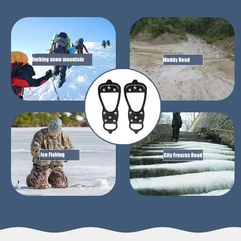 8-Tooth Ice Cleats Crampons – Anti-Slip Snow Shoe Grips Ice Cleats Crampons SPOT