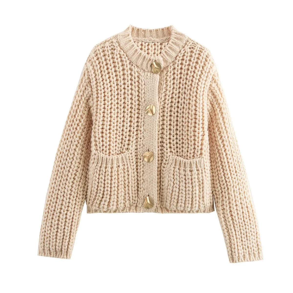 Women's Loose Knit Cardigan – Long Sleeve Button Sweater Coat Knit Cardigan Sweater SPOT