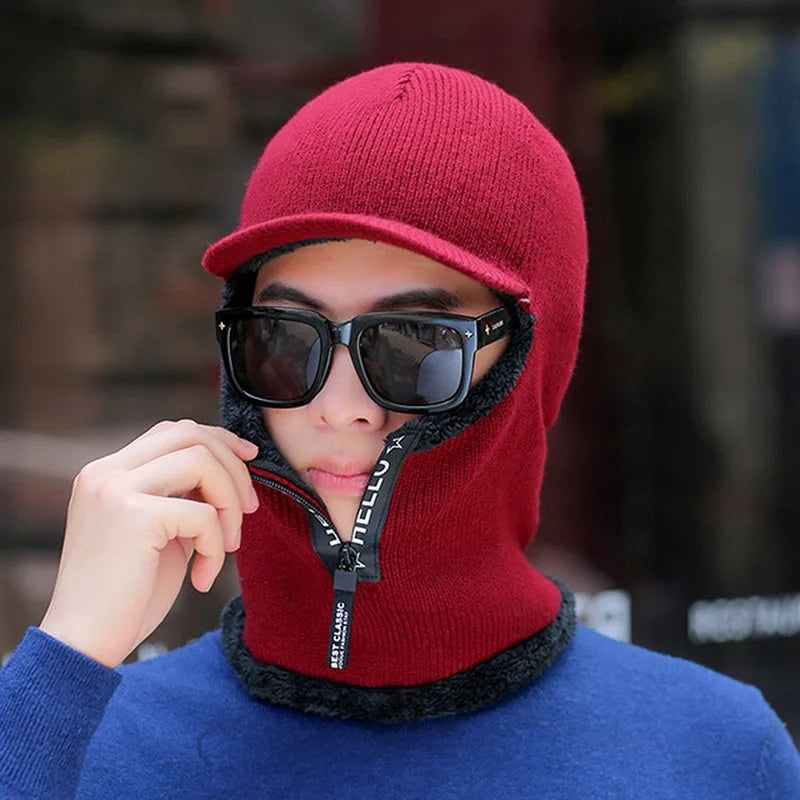 Men's Winter Windproof Beanie Hat – Ear Cover & Visor Winter Beanie Hat SPOT