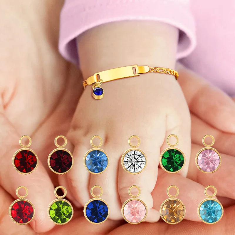 Kids Personalized Birthstone ID Name Bracelet – Stainless Steel Kids ID Bracelet SPOT