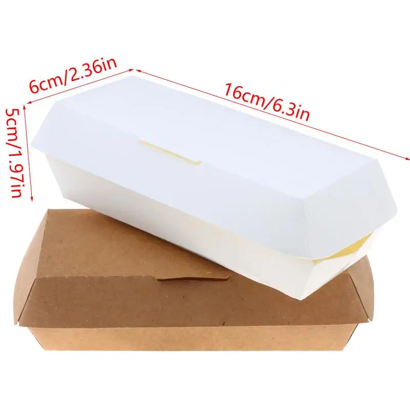 10-Pack Kraft Paper Hot Dog Boxes – Oil-Resistant, Eco-Friendly Disposable Food Boxes SPOT