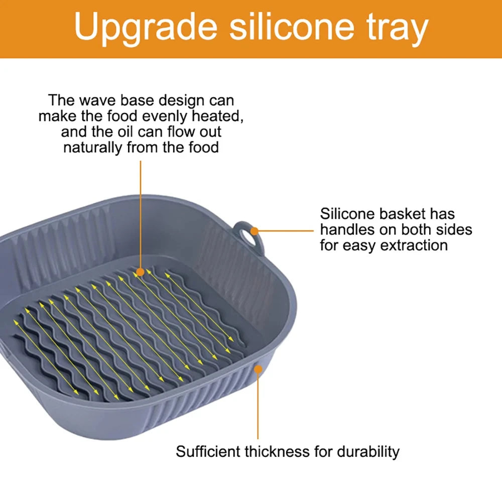 Silicone Air Fryer Basket Pot – Reusable Non-Stick Food-Safe Silicone Baking Basket SPOT
