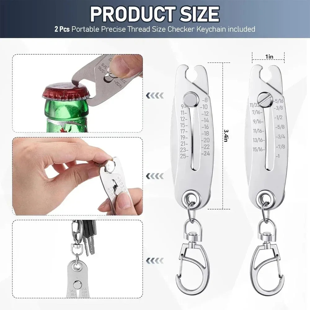 Portable Thread Gauge – Bolt & Nut Size Checker Keychain Thread Size Gauge SPOT
