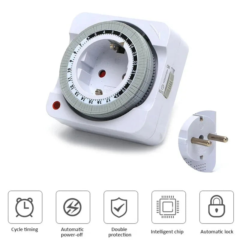 Mechanical Countdown Timer Switch EU Plug – 24H Auto Cycle Timer Switch SPOT EU plug