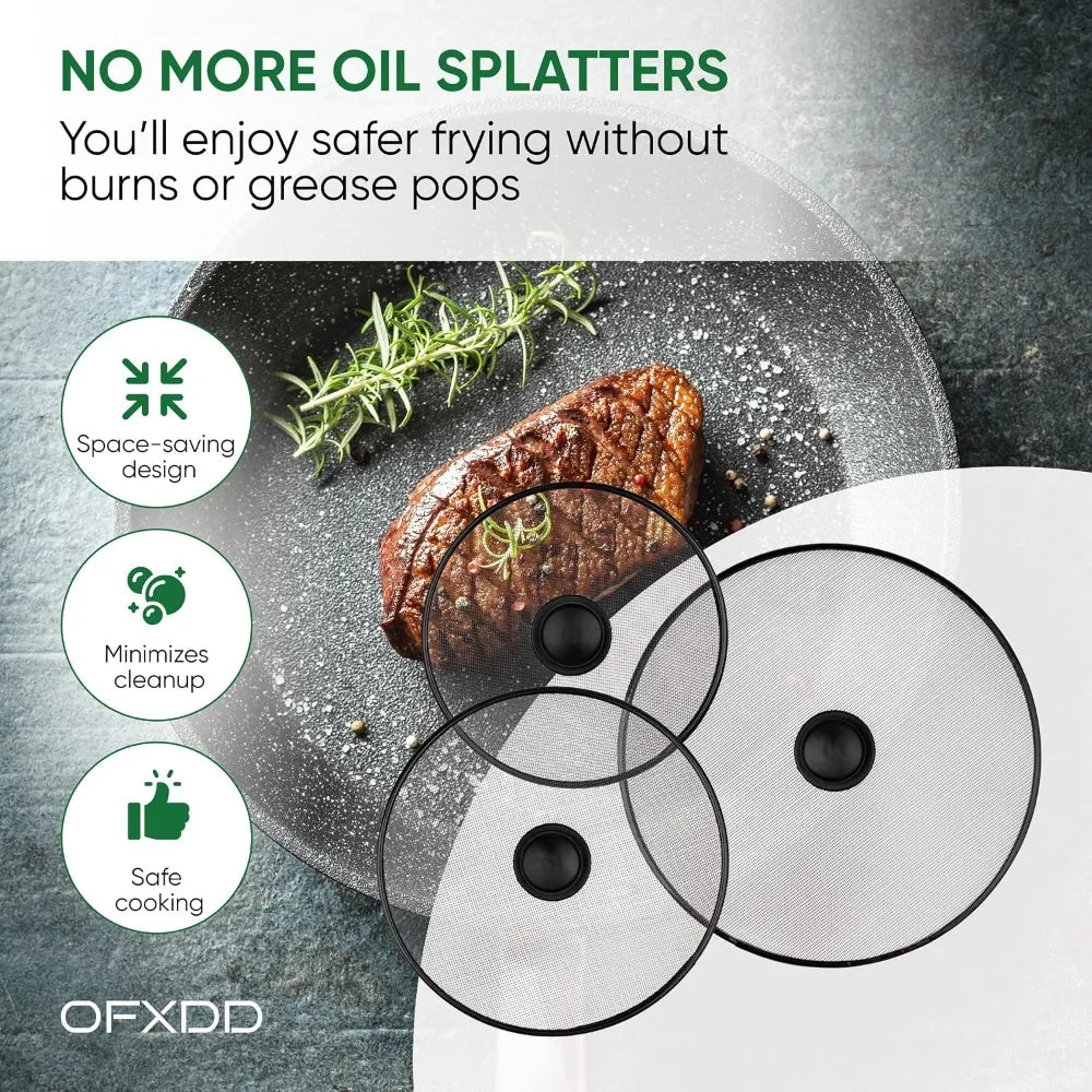 4-Pack Frying Pan Splatter Screen – Fine Mesh Splash Guard Splatter Screen Set SPOT