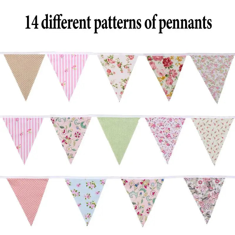 Triangle Bunting Flags 12M 40Ft – Washable Cotton Party Banner Party Bunting Banner SPOT