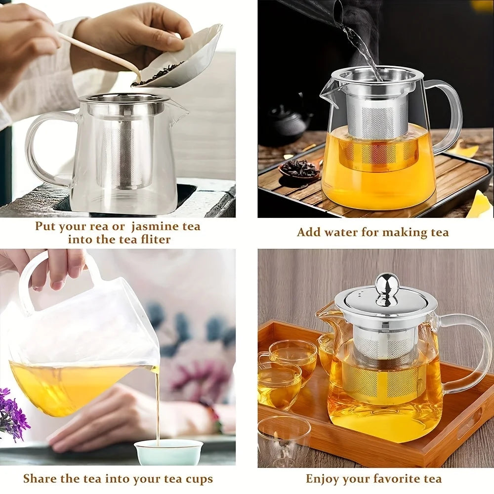 550ml Borosilicate Glass Teapot with Stainless Steel Infuser Glass Teapot SPOT