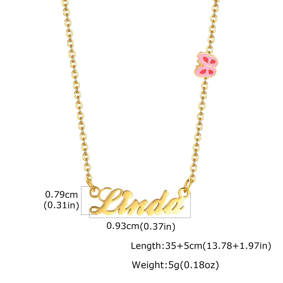 Custom Butterfly Name Necklace – Gold Plated & Pink Enamel Custom Name Necklace SPOT