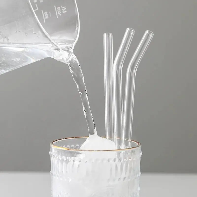 Reusable Borosilicate Glass Straws Set with Cleaning Brush Glass Drinking Straws SPOT