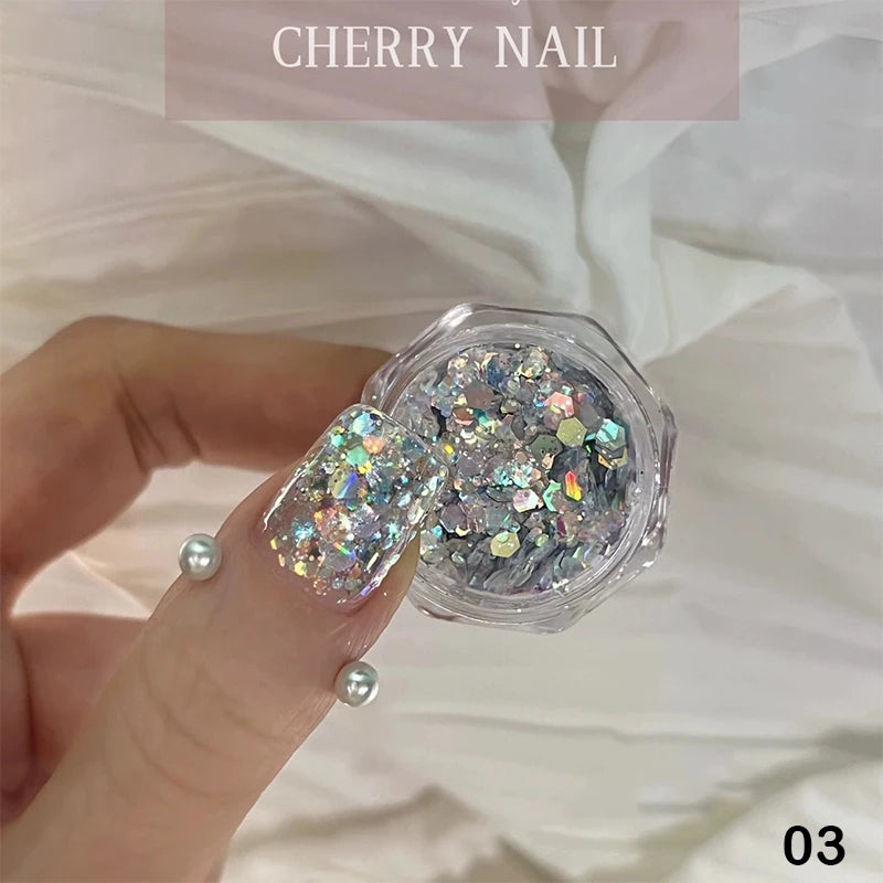 3D Laser Nail Glitter Sequins – Holographic Colorful Flakes Nail Art Glitter SPOT 3