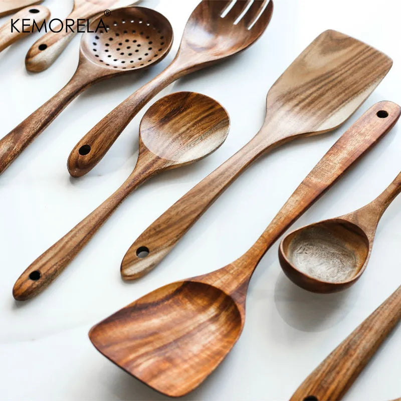 KEMORELA Teak Wood Skimmer Spoon – Nano Colander Soup Ladle Wooden Kitchen Utensil SPOT