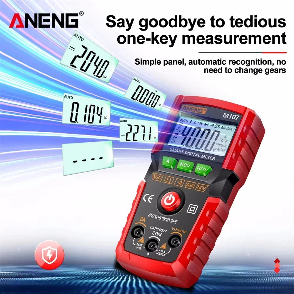 ANENG M107 Mini Digital Multimeter 4000 Count Auto-Range AC/DC Digital Multimeter SPOT