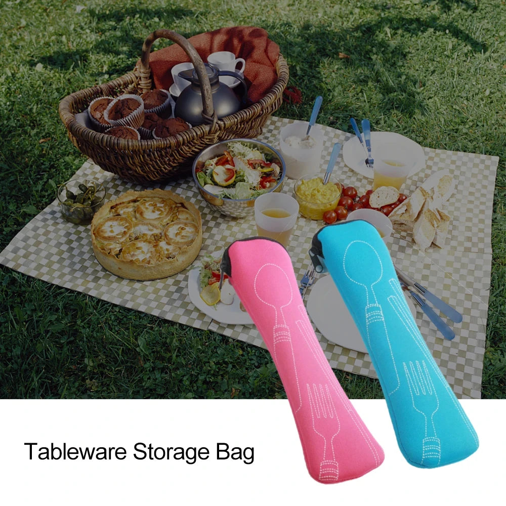 Portable Cloth Cutlery Bag – Travel & Picnic Utensil Pouch Utensil Travel Bag SPOT