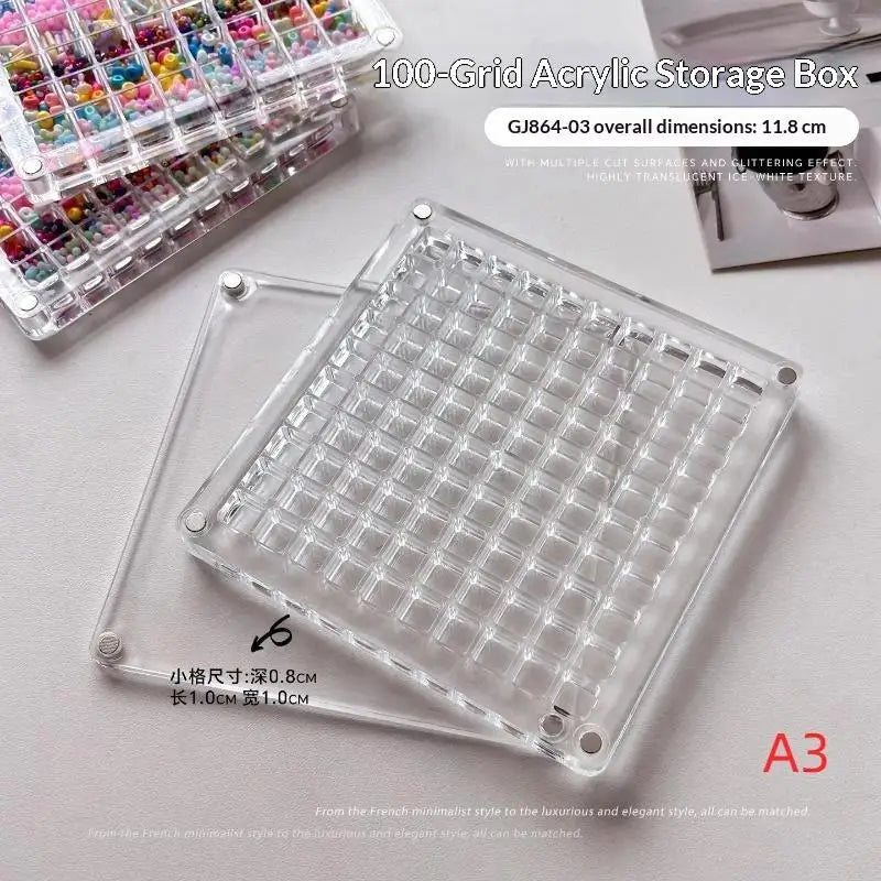 Acrylic Grid Storage Box – 36/64/100 Grids Jewelry Organizer Jewelry Storage Organizer SPOT A3