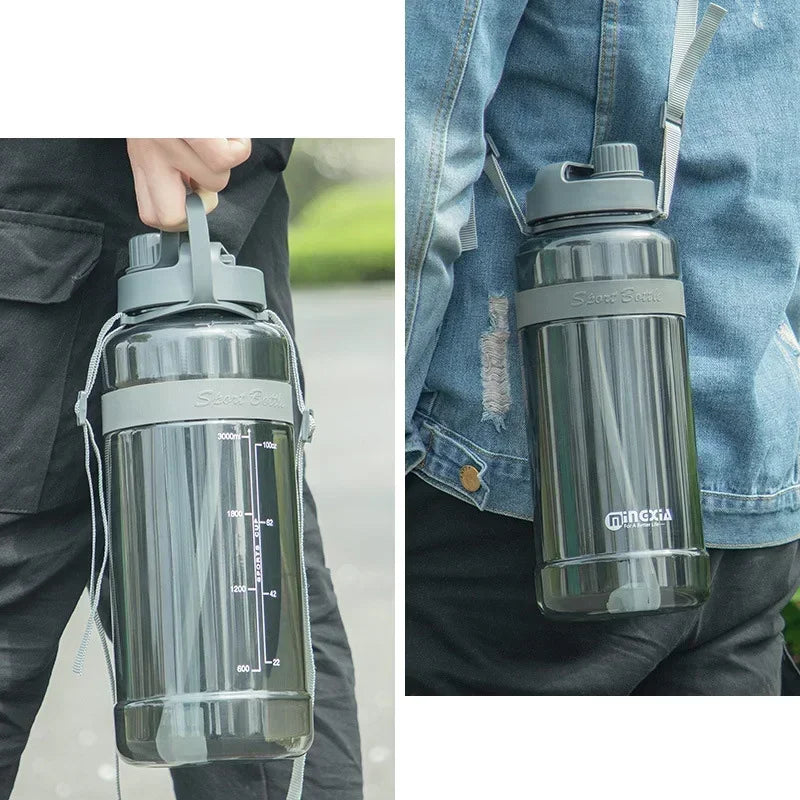 Large BPA-Free Sport Water Bottle with Straw & Strap – 1L 2L 3L Sport Water Bottle SPOT