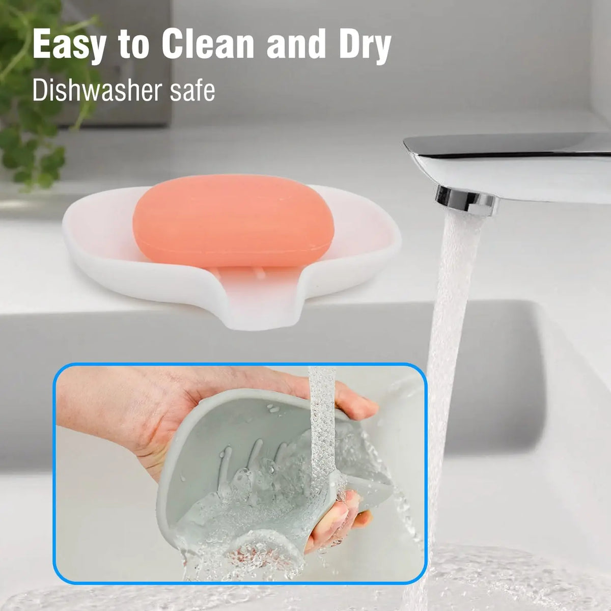 3-Pack Silicone Soap Dishes – Self-Draining Waterfall Tray Silicone Soap Dish SPOT