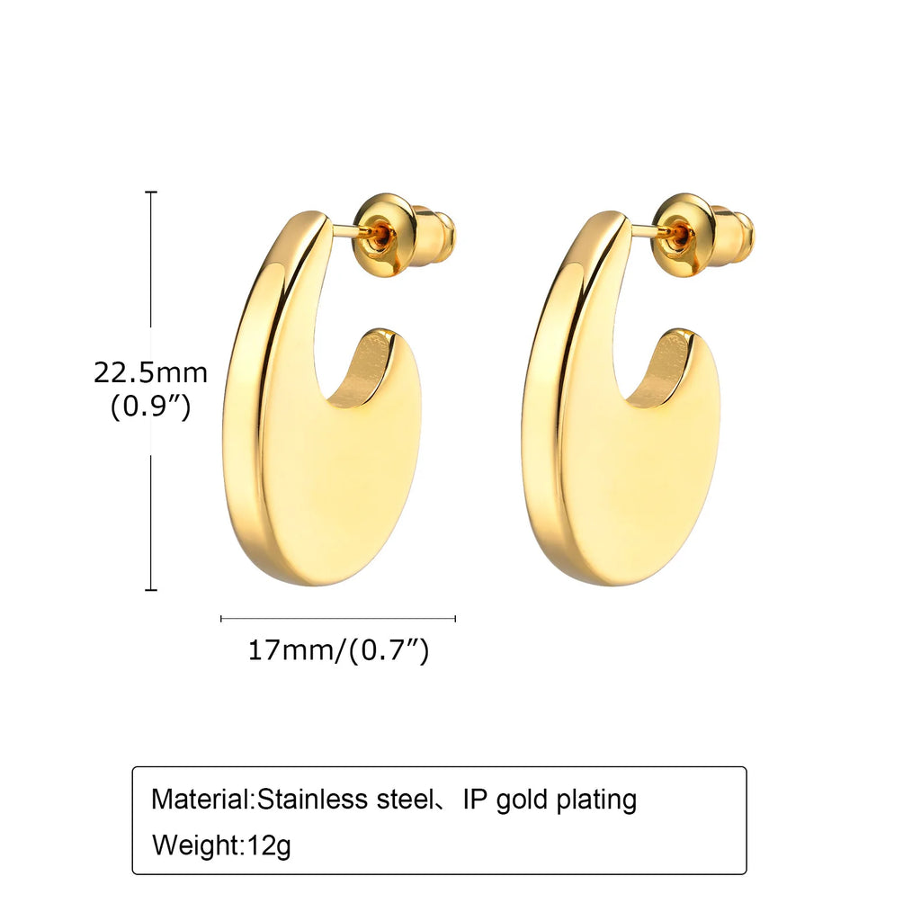 Minimalist Geometric Hoop Earrings – Gold Stainless Steel Hoop Earrings SPOT