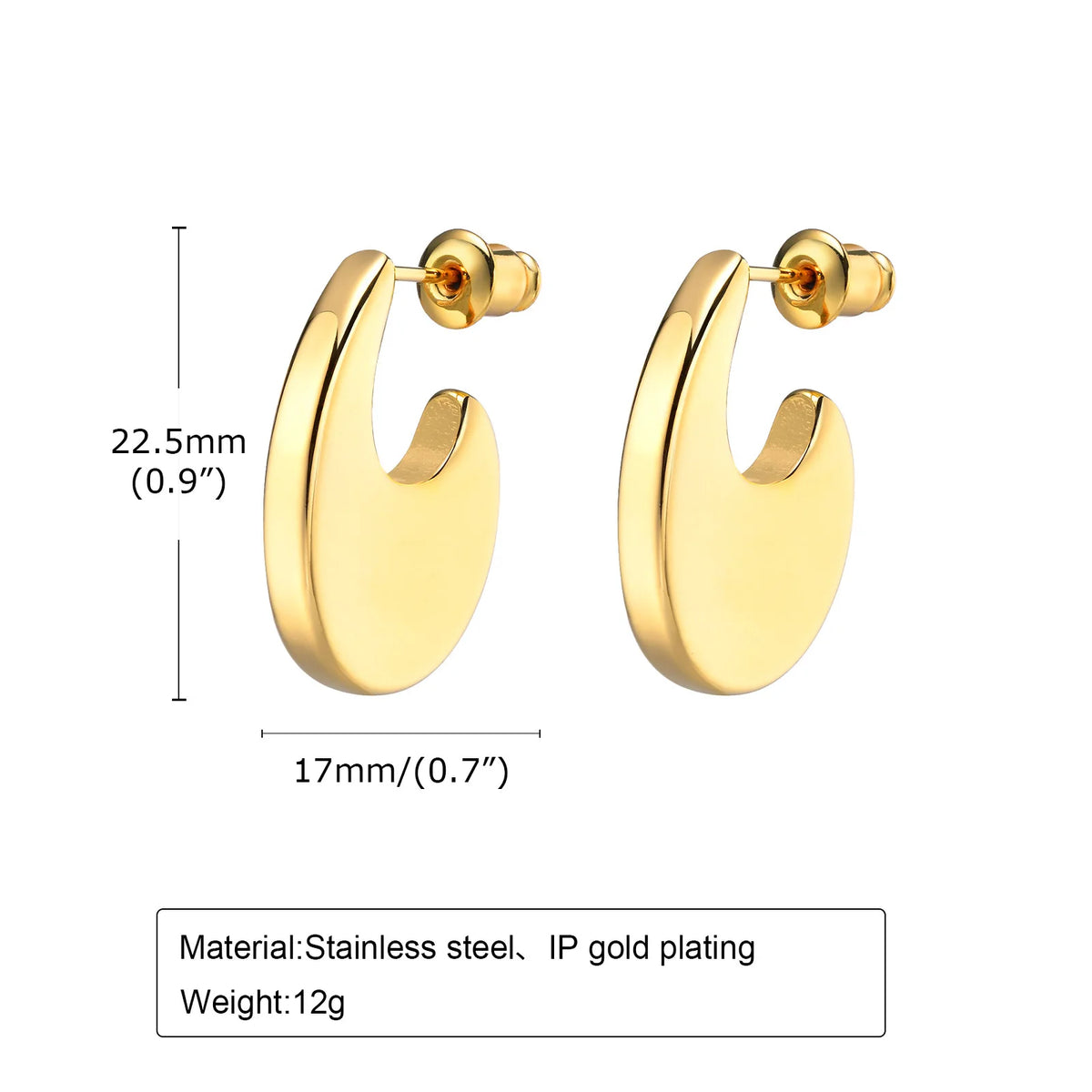 Minimalist Geometric Hoop Earrings – Gold Stainless Steel Hoop Earrings SPOT