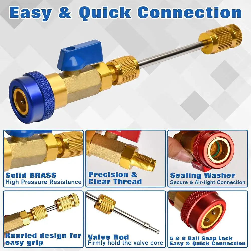 AC Valve Core Removal Tool & Gauge Hose Adapter Bundle AC Service Tool Kit SPOT