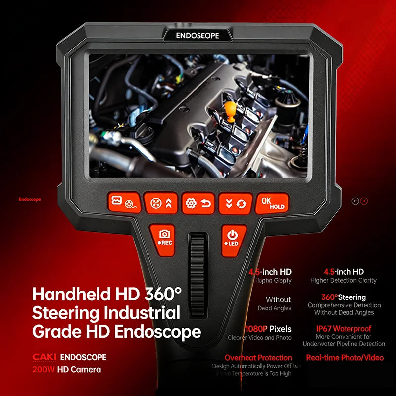 360° Articulating Borescope 1080P 6mm | 4.5" LCD Inspection Camera Articulating Borescope SPOT