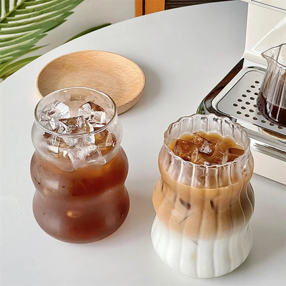 4/6-Pack Striped Glass Tumblers – Heat-Resistant Bubble Cups Glass Tumbler Set SPOT