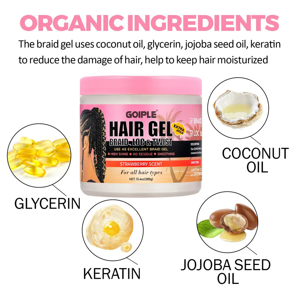 GOIPLE 380g Strawberry Hair Styling Gel – Strong Hold, No Flake Hair Styling Gel SPOT