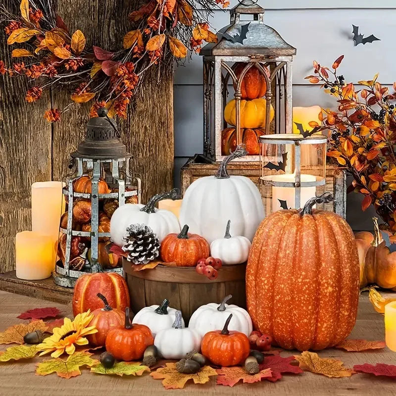 7-Piece Artificial Pumpkin Set – Fall Halloween & Thanksgiving Decor Seasonal Home Decor SPOT