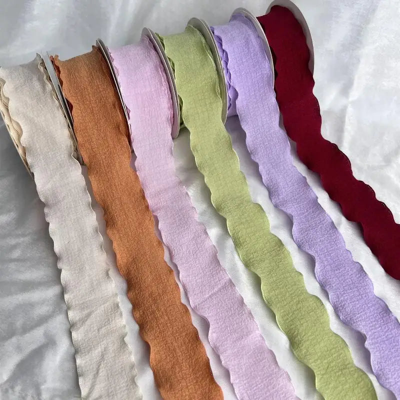 Wave Edge Chiffon Ribbon 10 Yards – DIY Gift & Bouquet Decor Decorative Craft Ribbon SPOT