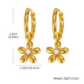 Zircon Flower Huggie Hoop Earrings | 18K Gold Plated Steel Huggie Hoop Earrings SPOT ED-853G