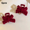 5-Pack Mini Velvet Bow Hair Claw Clips – Women & Girls Hair Bow Clips SPOT Red 5PCS