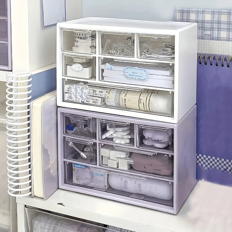 Clear Desktop Storage Box with Drawers | Mini Organizer Desktop Drawer Organizer SPOT