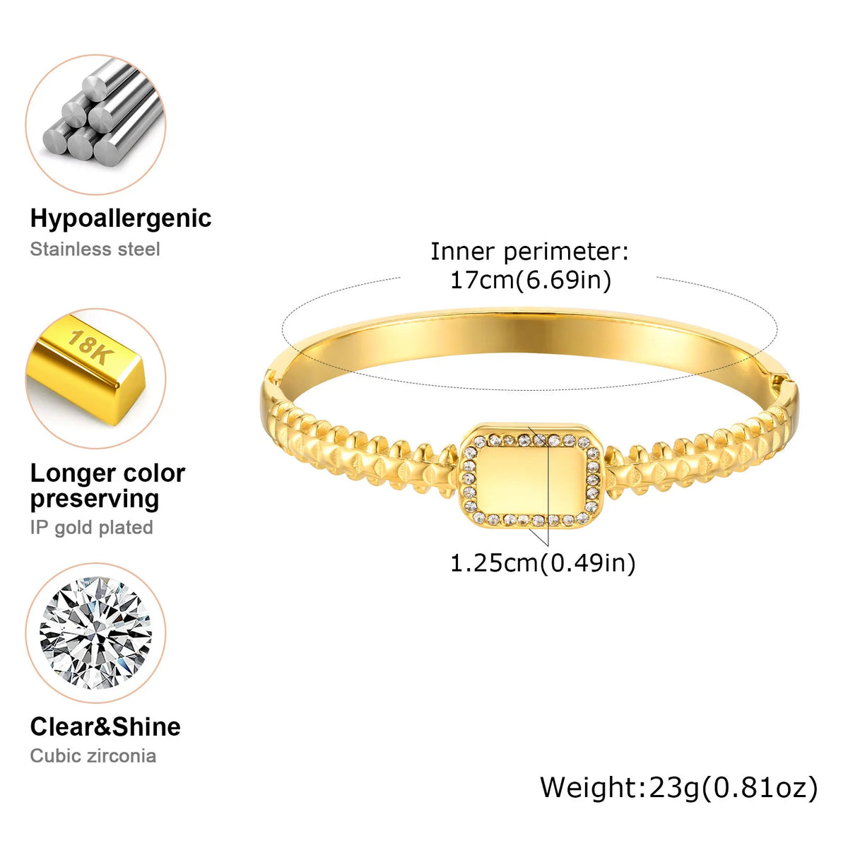 Personalized Initial Bracelet – Zirconia Stainless Steel Bangle Personalized Bracelet SPOT