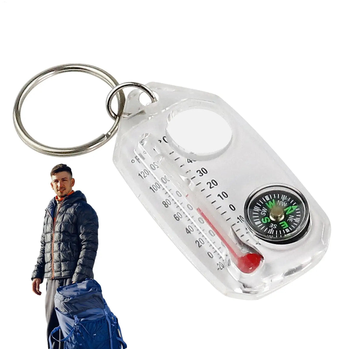 Mini Keychain Compass & Thermometer – Camping Outdoor Tool Keychain Compass SPOT