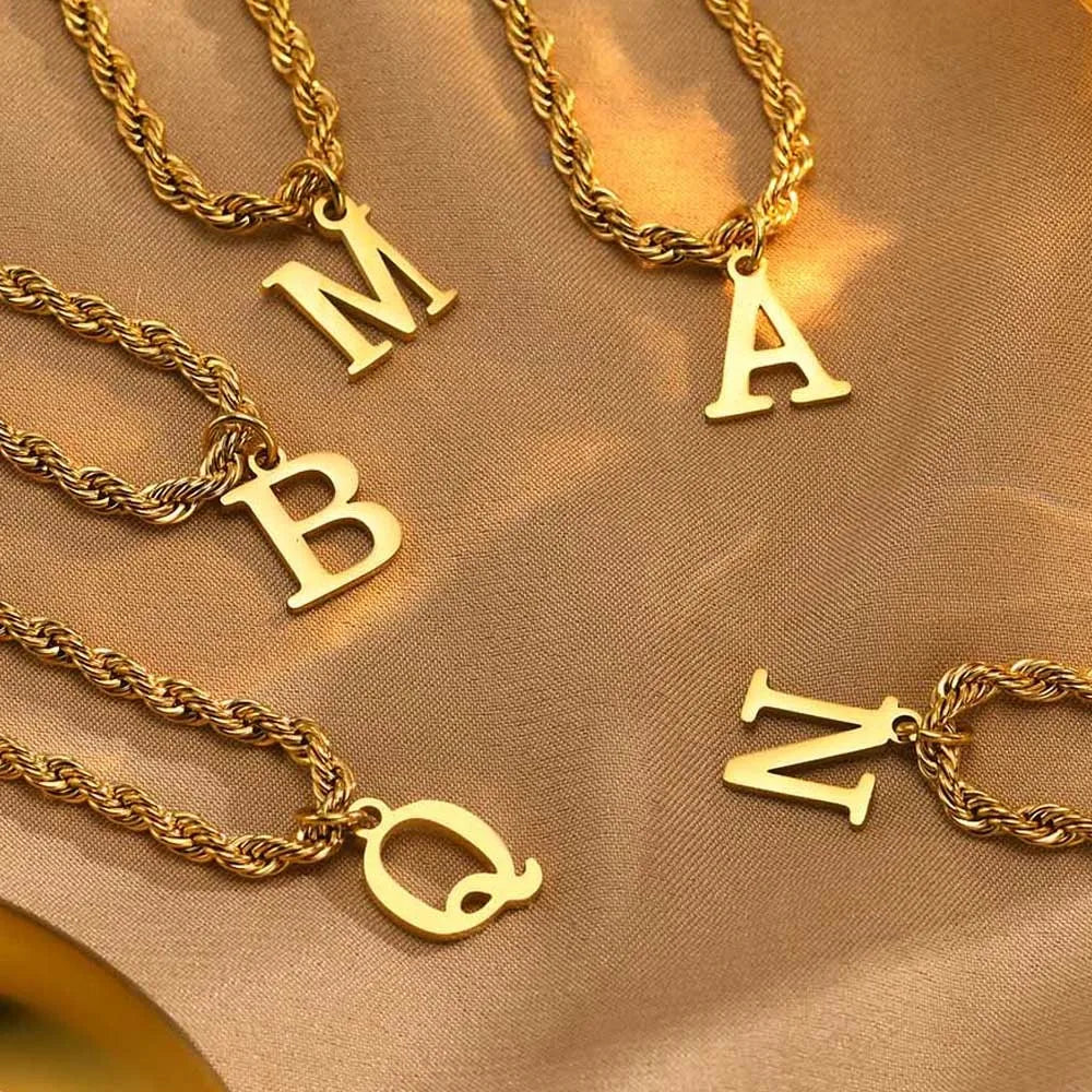 Stainless Steel Initial Letter Necklace – Gold & Silver Pendant Initial Pendant Necklace SPOT