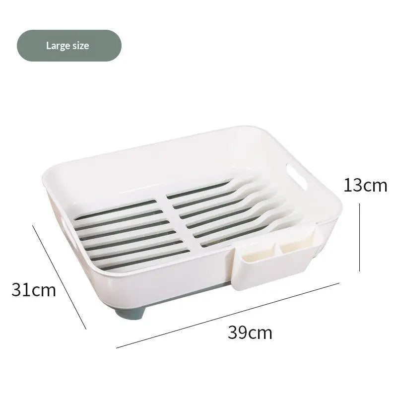 Large Plastic Dish Drying Rack with Cutlery Holder & Drainage Dish Drying Rack SPOT A3
