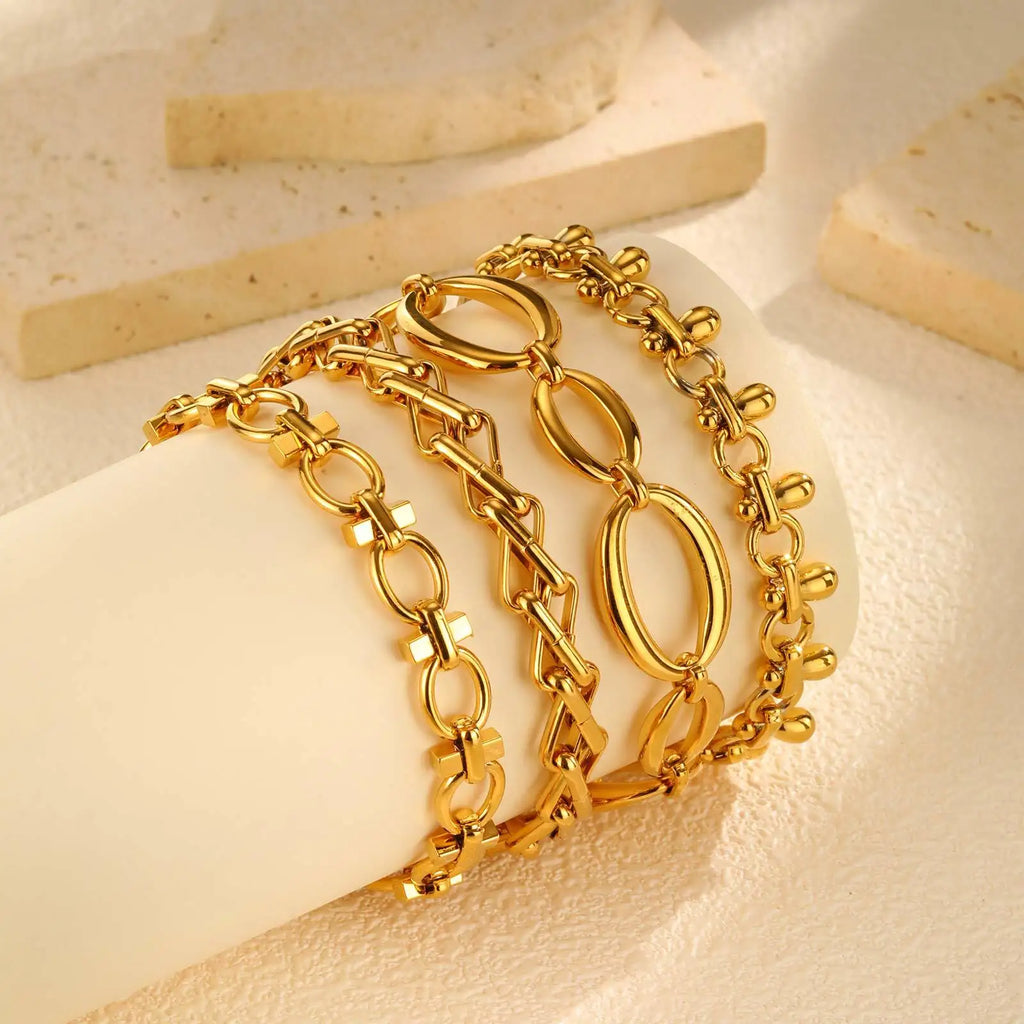 Meaeguet 18K Gold Chunky Chain Bracelet | 316L Stainless Steel Chain Link Bracelet SPOT