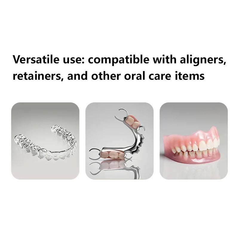 Denture Soaking Container Set with Drain Tray, Mirror & Brush Denture Care Kit SPOT