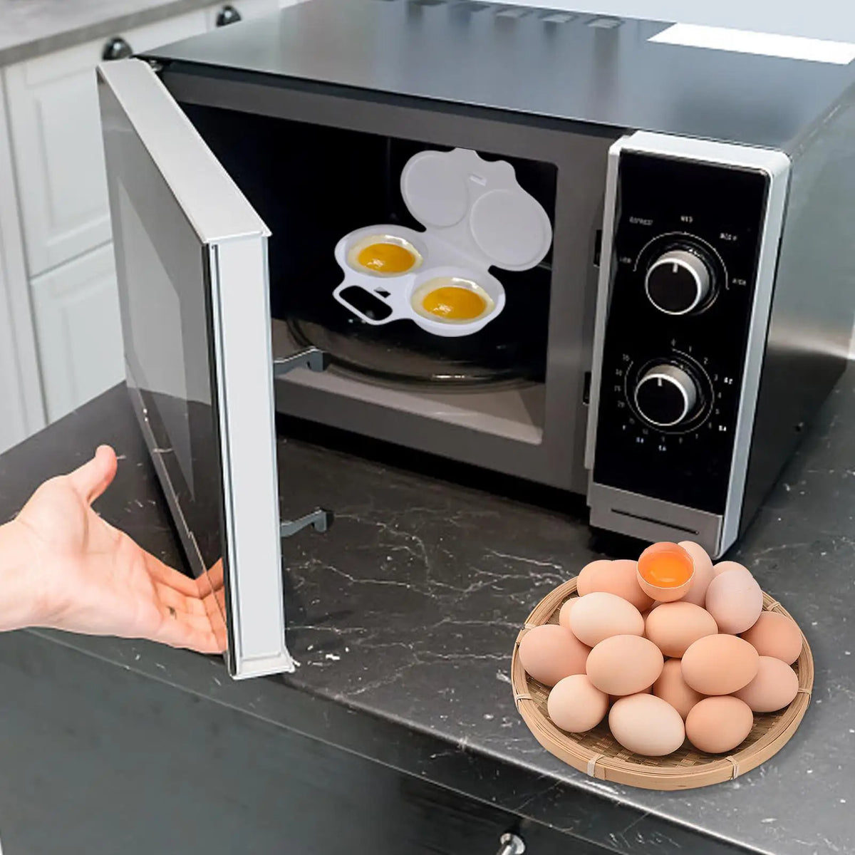 2-Cavity Microwave Egg Poacher – Nonstick Poached Egg Maker Microwave Egg Poacher SPOT