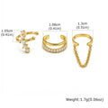3-Piece Zircon Ear Cuffs with Tassel Chain – No Piercing Ear Cuff Set SPOT EDC-040G-SET