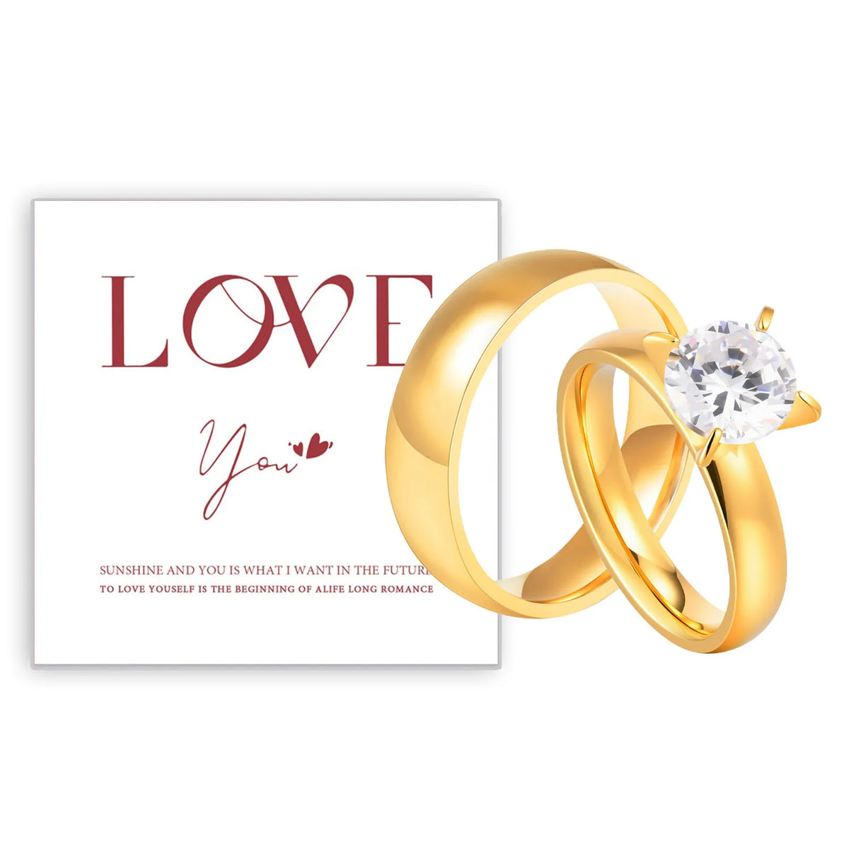 Round CZ Cubic Zirconia 18K Gold Stainless Steel Wedding Ring CZ Wedding Ring SPOT