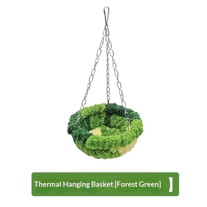 Plush Parrot Hanging Nest – Warm Bird Hideout for Cockatiels Bird Cage Nest SPOT Green