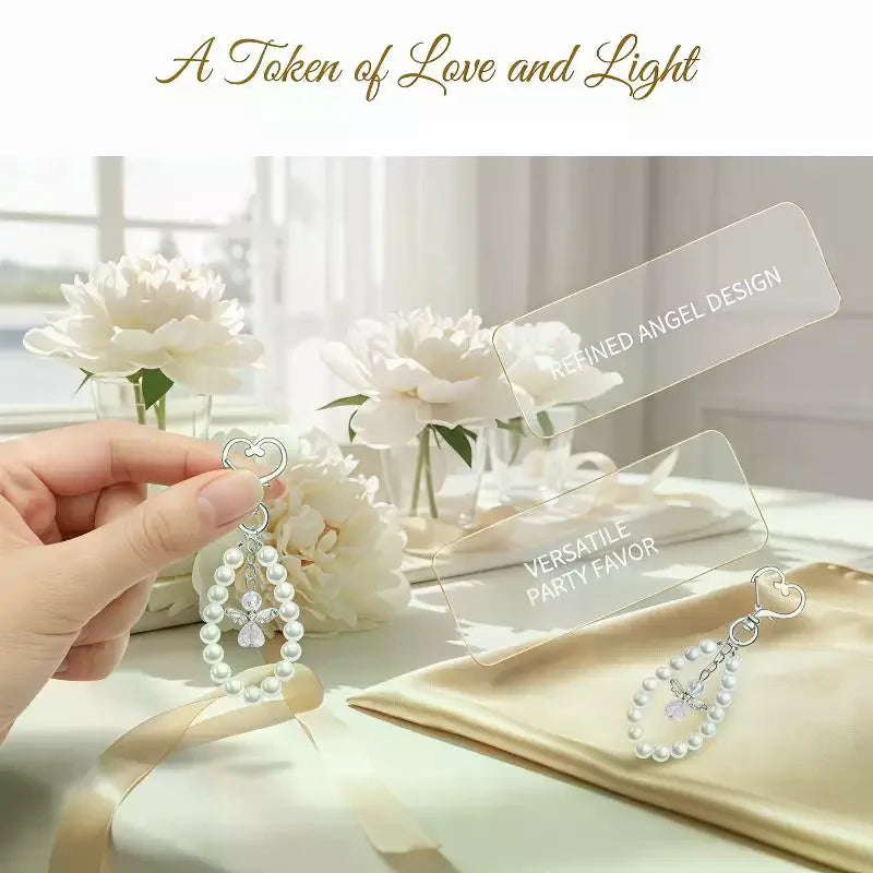 Angel Keychain Favors 10-Set Pearl Guardian Keyring Gift Sets Party Favor Set SPOT
