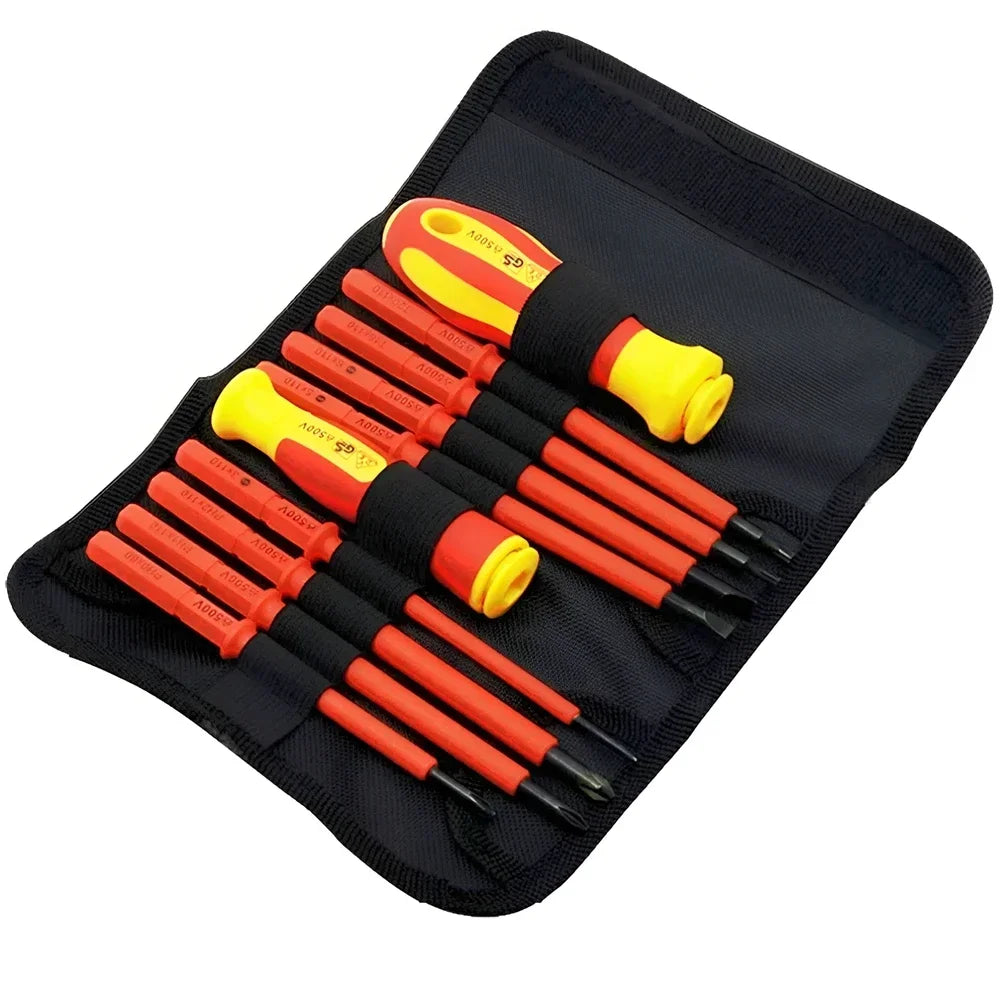 10-Pc Insulated Screwdriver Set – 500V, Interchangeable Blades Insulated Screwdriver Set SPOT 10 in 1