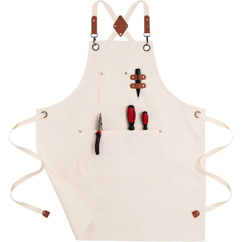 White Waterproof Kitchen Apron – Adjustable Bib, Oil-Proof Kitchen Bib Apron SPOT Default Title