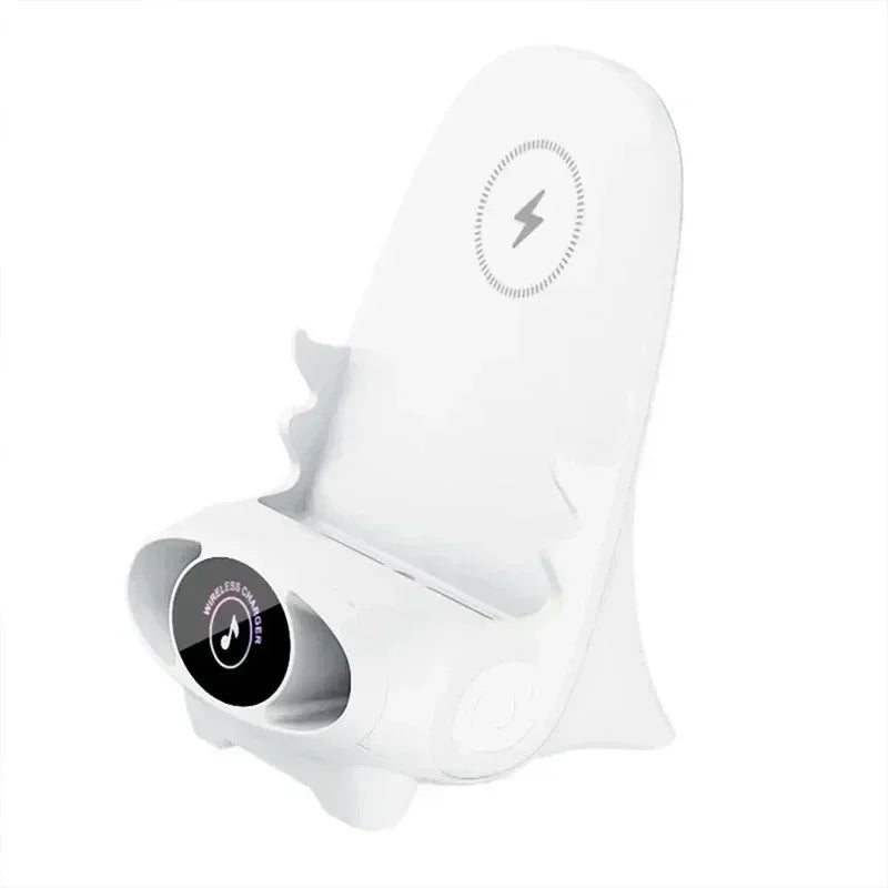 VIKEFON Magnetic Wireless Charger Stand – Mini Chair 15W Wireless Charger Stand SPOT A White